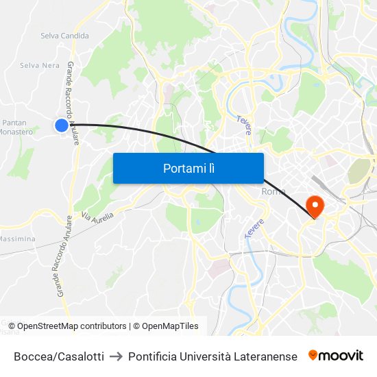 Boccea/Casalotti to Pontificia Università Lateranense map