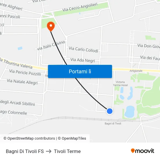 Bagni Di Tivoli FS to Tivoli Terme map