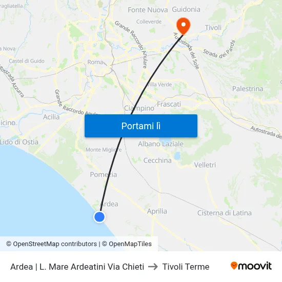 Ardea | L. Mare Ardeatini Via Chieti to Tivoli Terme map