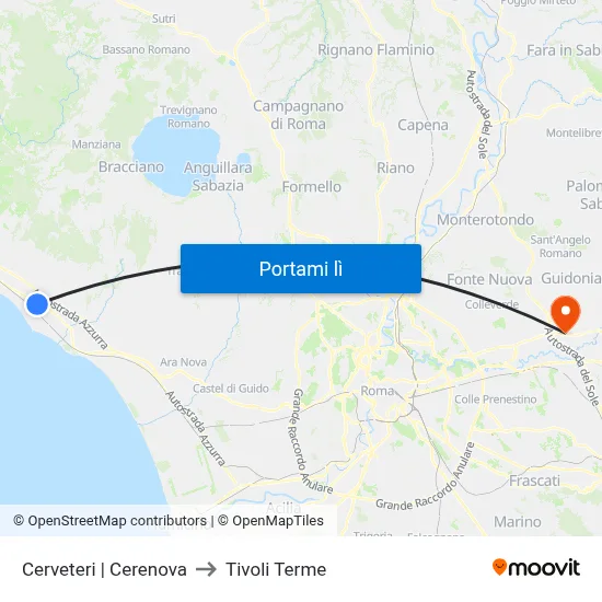 Cerveteri | Cerenova to Tivoli Terme map