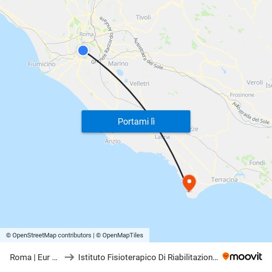 Roma | Eur Magliana to Istituto Fisioterapico Di Riabilitazione Clara Franceschini map