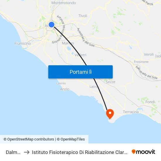 Dalmazia to Istituto Fisioterapico Di Riabilitazione Clara Franceschini map