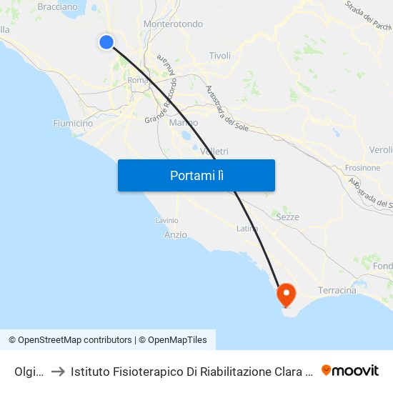 Olgiata to Istituto Fisioterapico Di Riabilitazione Clara Franceschini map