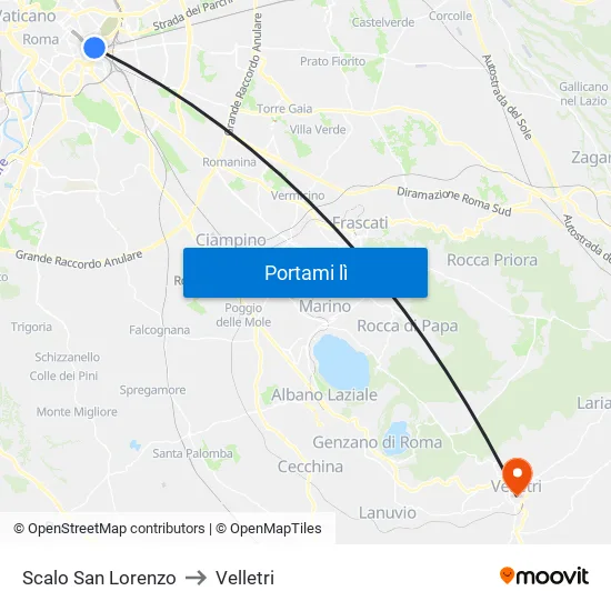 Scalo San Lorenzo to Velletri map