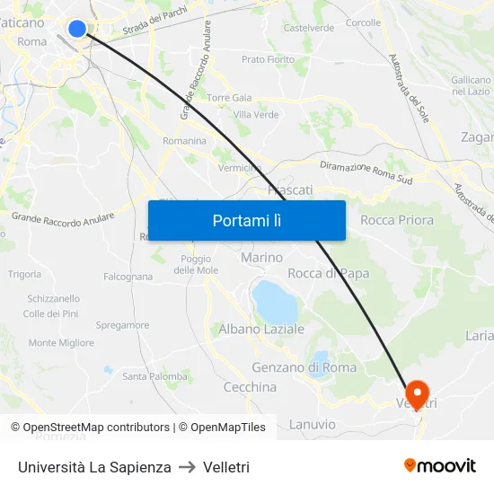 Università  La Sapienza to Velletri map