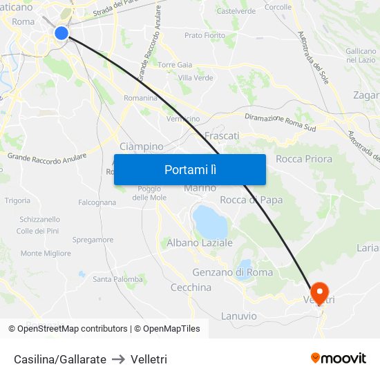 Casilina/Gallarate to Velletri map