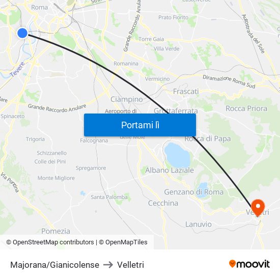 Majorana/Gianicolense to Velletri map