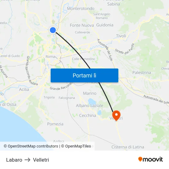 Labaro to Velletri map