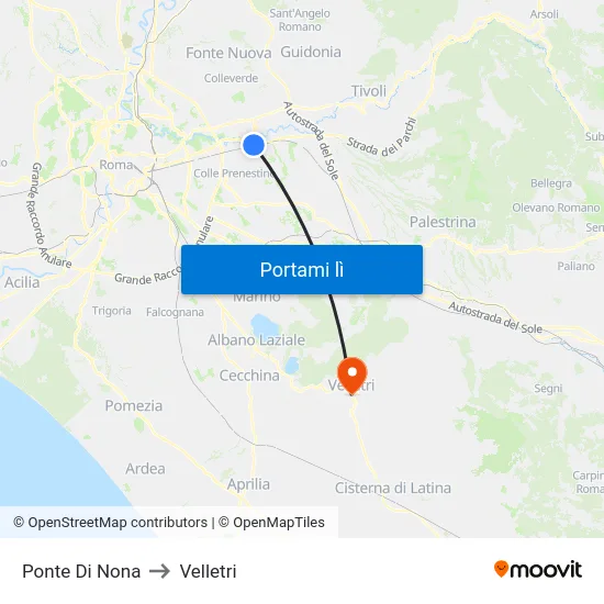 Ponte Di Nona to Velletri map