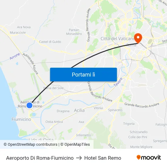 Aeroporto Di Roma-Fiumicino to Hotel San Remo map