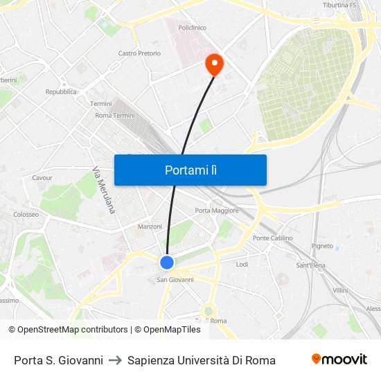 Porta S. Giovanni to Sapienza Università Di Roma map