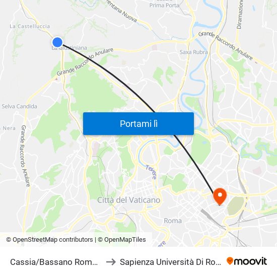 Cassia/Bassano Romano to Sapienza Università Di Roma map