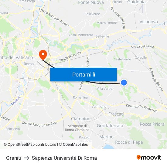 Graniti to Sapienza Università Di Roma map