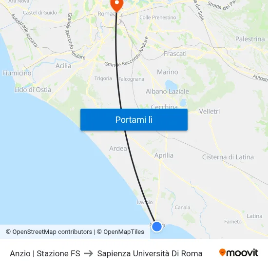 Anzio | Stazione FS to Sapienza Università Di Roma map