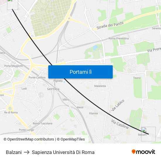 Balzani to Sapienza Università Di Roma map