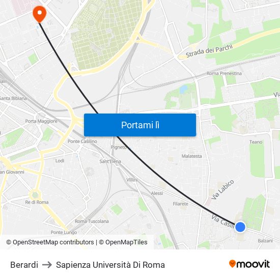 Berardi to Sapienza Università Di Roma map