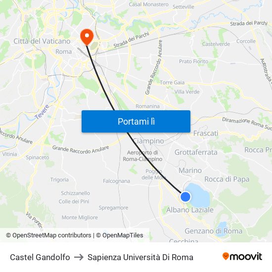 Castel Gandolfo to Sapienza Università Di Roma map