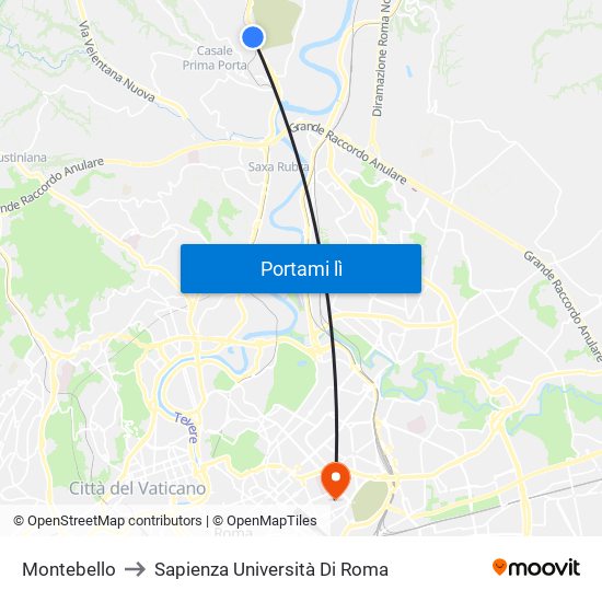 Montebello to Sapienza Università Di Roma map