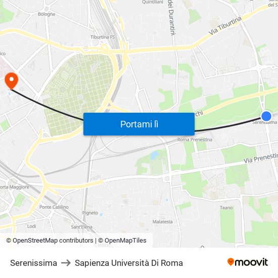 Serenissima to Sapienza Università Di Roma map