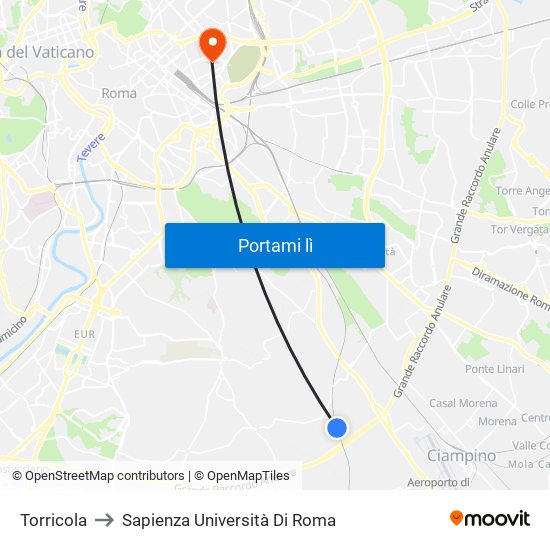 Torricola to Sapienza Università Di Roma map