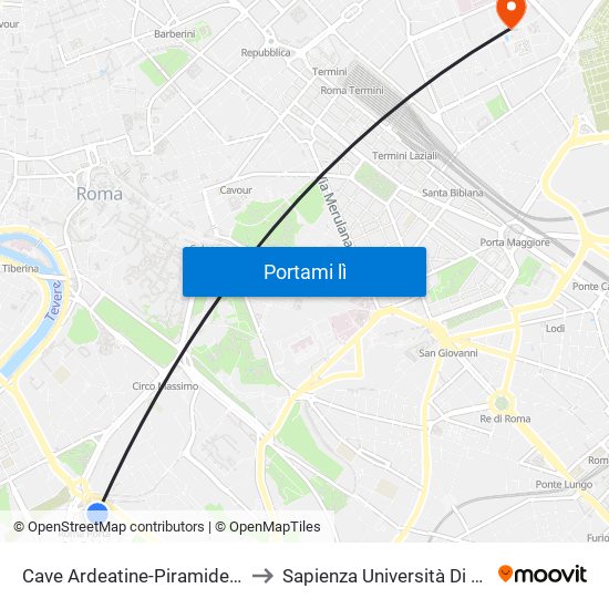 Cave Ardeatine-Piramide (Mb) to Sapienza Università Di Roma map