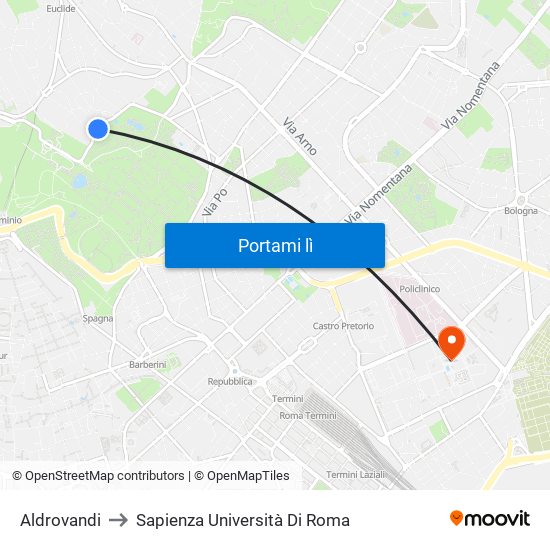 Aldrovandi to Sapienza Università Di Roma map