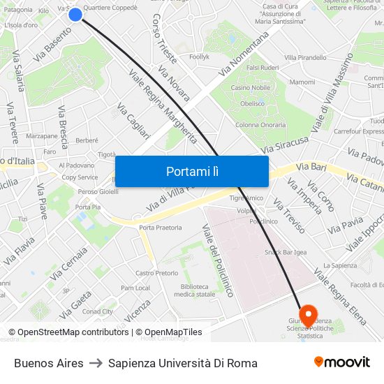 Buenos Aires to Sapienza Università Di Roma map