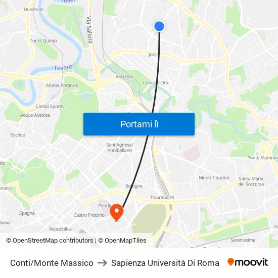 Conti/Monte Massico to Sapienza Università Di Roma map