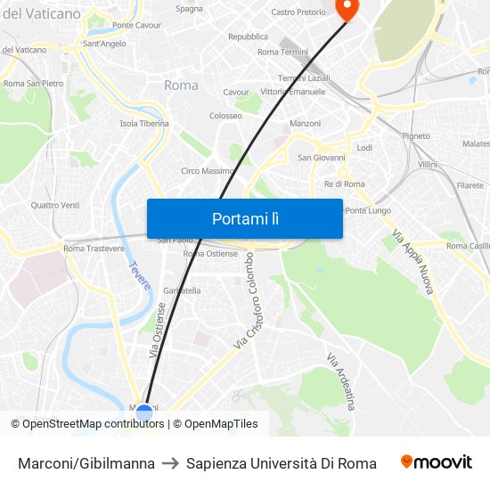 Marconi/Gibilmanna to Sapienza Università Di Roma map