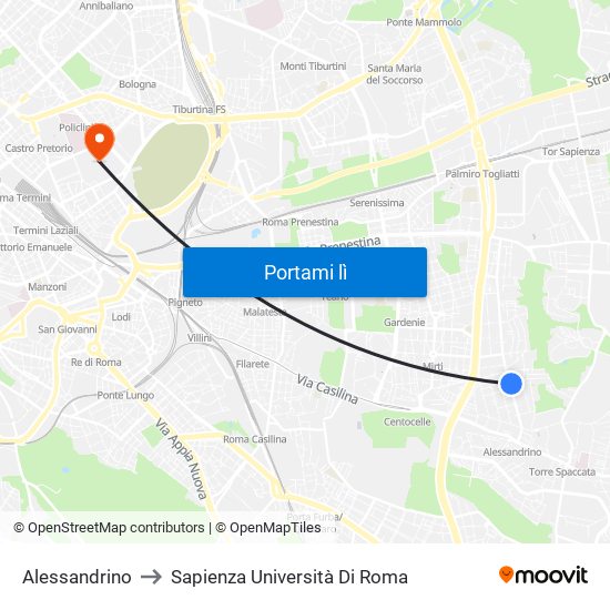 Alessandrino to Sapienza Università Di Roma map