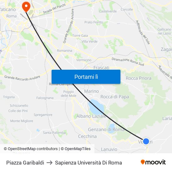 Piazza Garibaldi to Sapienza Università Di Roma map