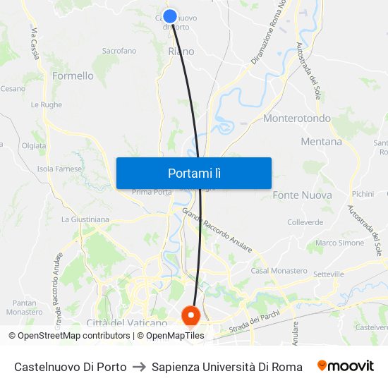 Castelnuovo Di Porto to Sapienza Università Di Roma map