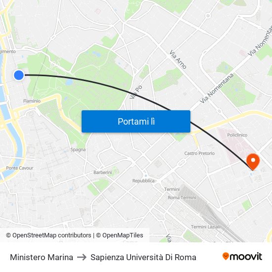 Ministero Marina to Sapienza Università Di Roma map