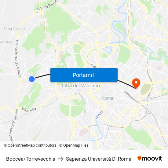 Boccea/Torrevecchia to Sapienza Università Di Roma map