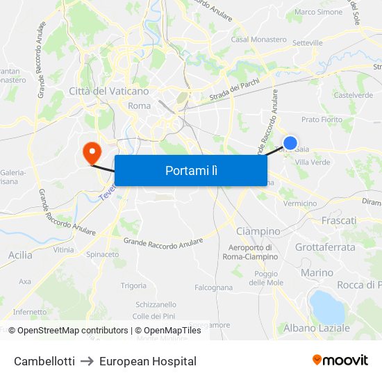 Cambellotti to European Hospital map