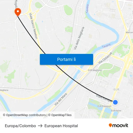 Europa/Colombo to European Hospital map
