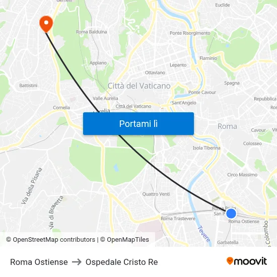 Roma Ostiense to Ospedale Cristo Re map