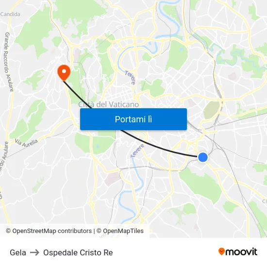 Gela to Ospedale Cristo Re map