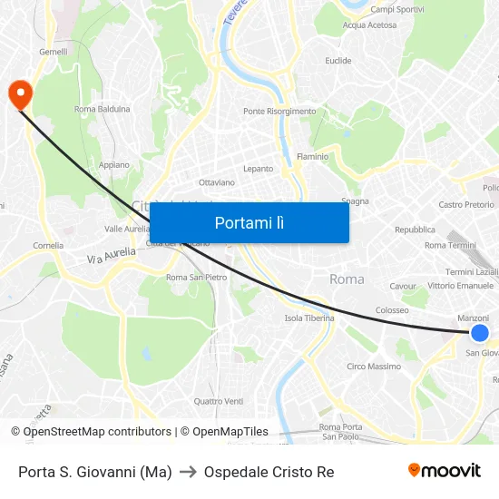 Porta S. Giovanni (Ma) to Ospedale Cristo Re map