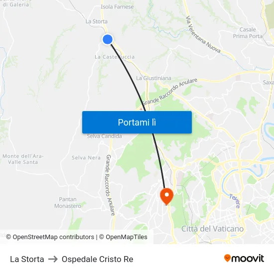 La Storta to Ospedale Cristo Re map