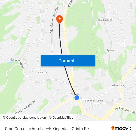 C.ne Cornelia/Aurelia to Ospedale Cristo Re map