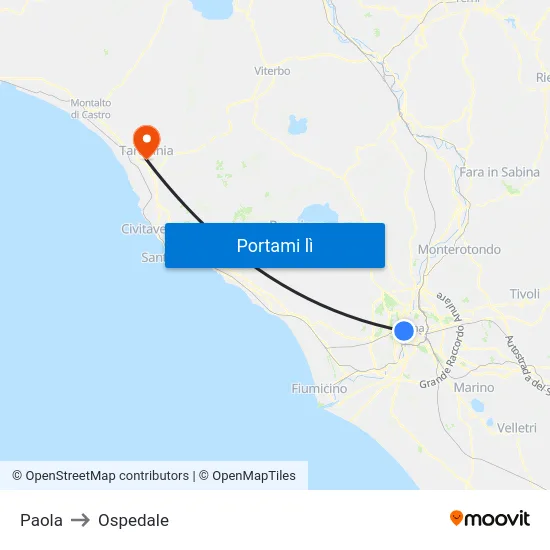 Paola to Ospedale map
