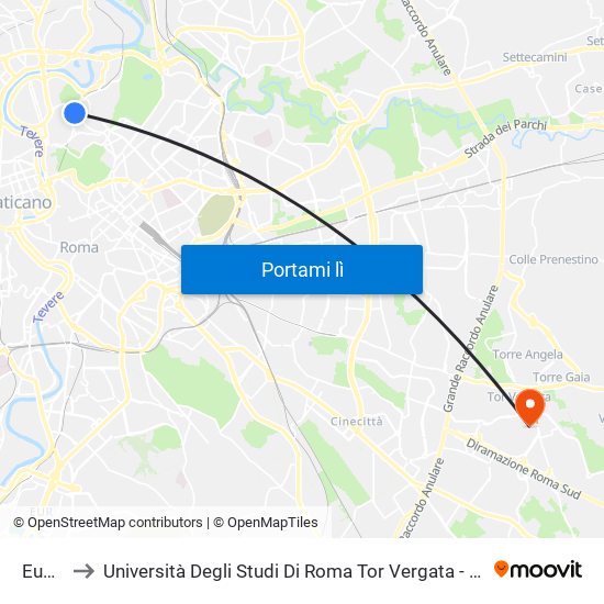 Euclide to Università Degli Studi Di Roma Tor Vergata - Facoltà Di Ingegneria map