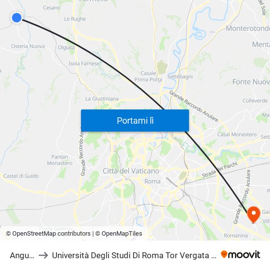 Anguillara to Università Degli Studi Di Roma Tor Vergata - Facoltà Di Ingegneria map