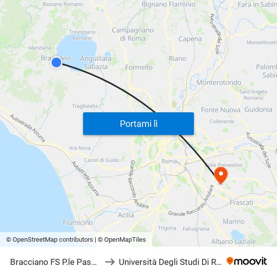 Bracciano FS P.le Pasqualetti (Capolinea Servizio Urbano) to Università Degli Studi Di Roma Tor Vergata - Facoltà Di Ingegneria map