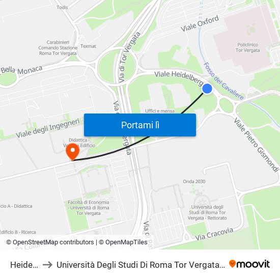 Heidelberg to Università Degli Studi Di Roma Tor Vergata - Facoltà Di Ingegneria map