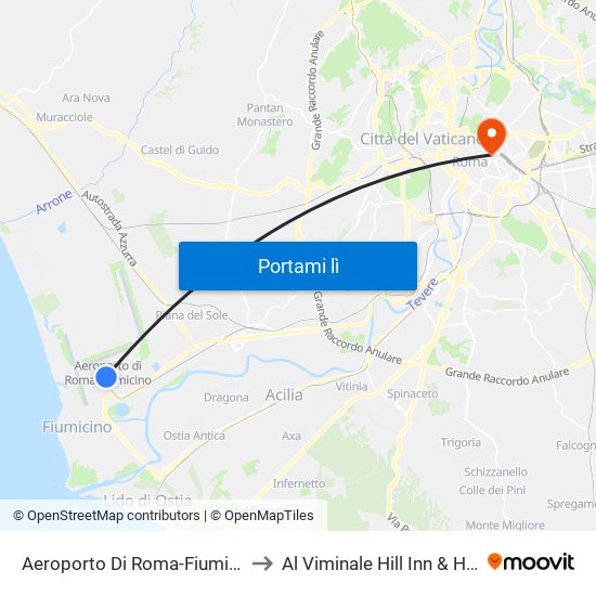 Aeroporto Di Roma-Fiumicino to Al Viminale Hill Inn & Hotel map