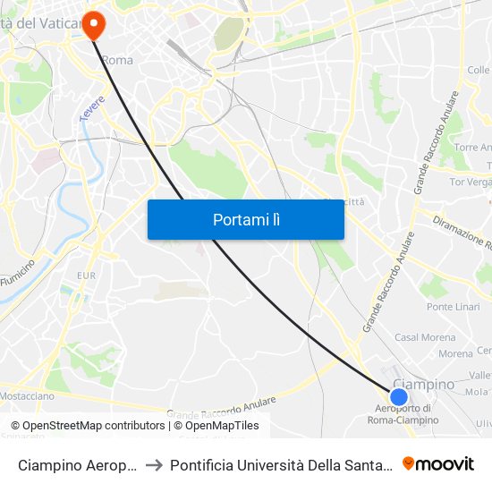 Ciampino Aeroporto to Pontificia Università Della Santa Croce map