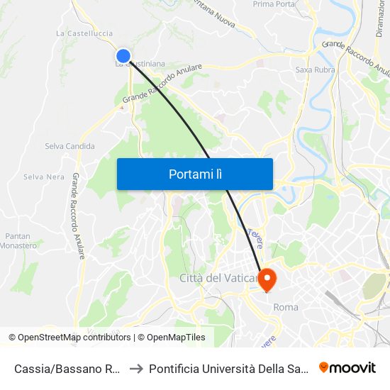 Cassia/Bassano Romano to Pontificia Università Della Santa Croce map