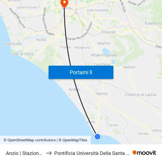 Anzio | Stazione FS to Pontificia Università Della Santa Croce map
